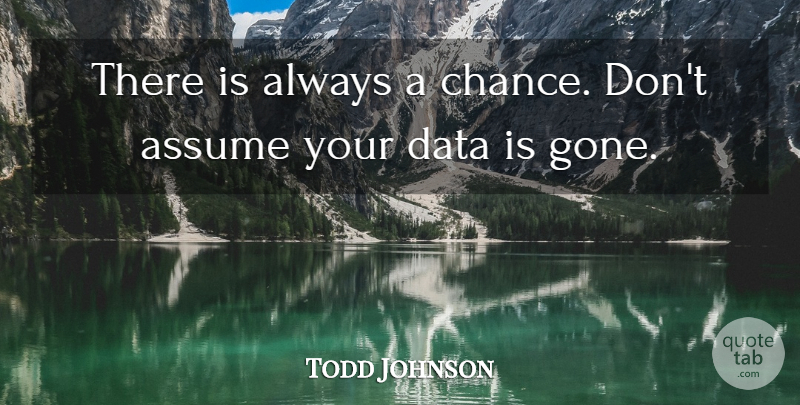 Todd Johnson Quote About Assume, Data: There Is Always A Chance...