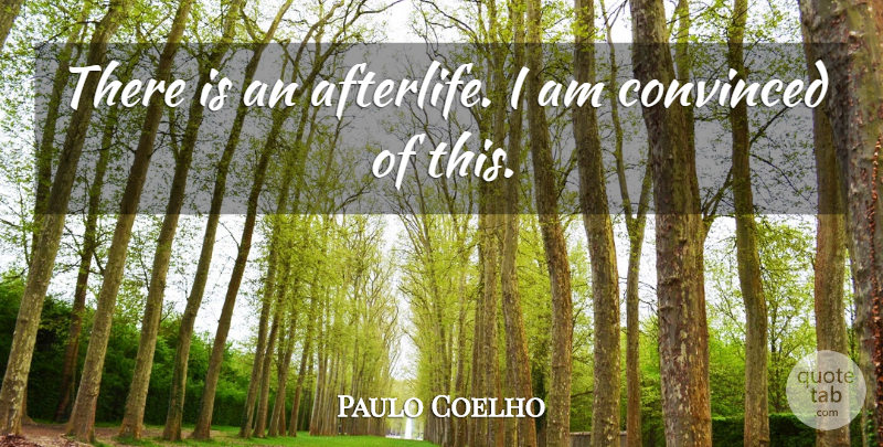 Paulo Coelho Quote About Afterlife, Convinced: There Is An Afterlife I...