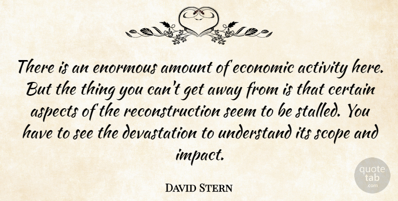 David Stern Quote About Activity, Amount, Aspects, Certain, Economic: There Is An Enormous Amount...