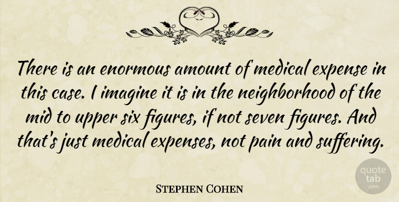 Stephen Cohen Quote About Amount, Enormous, Expense, Imagine, Medical: There Is An Enormous Amount...