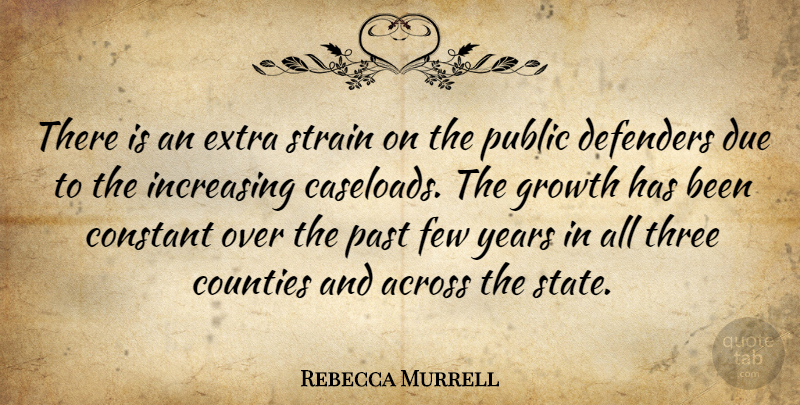 Rebecca Murrell Quote About Across, Constant, Counties, Defenders, Due: There Is An Extra Strain...