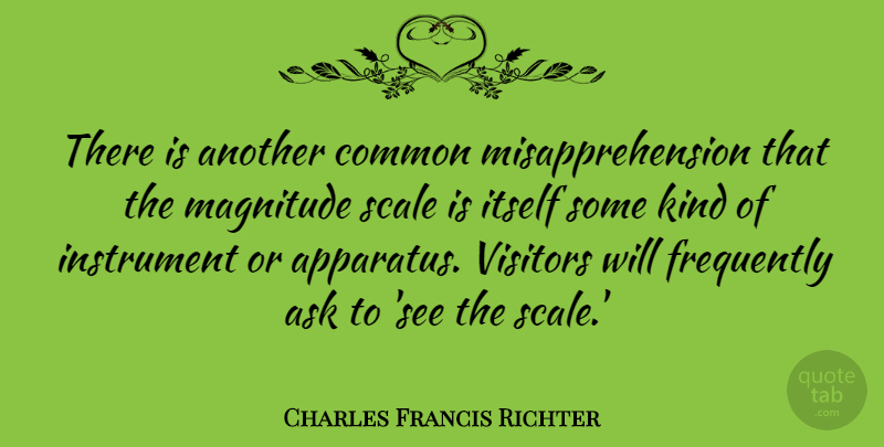 Charles Francis Richter Quote About Frequently, Instrument, Itself, Magnitude, Scale: There Is Another Common Misapprehension...