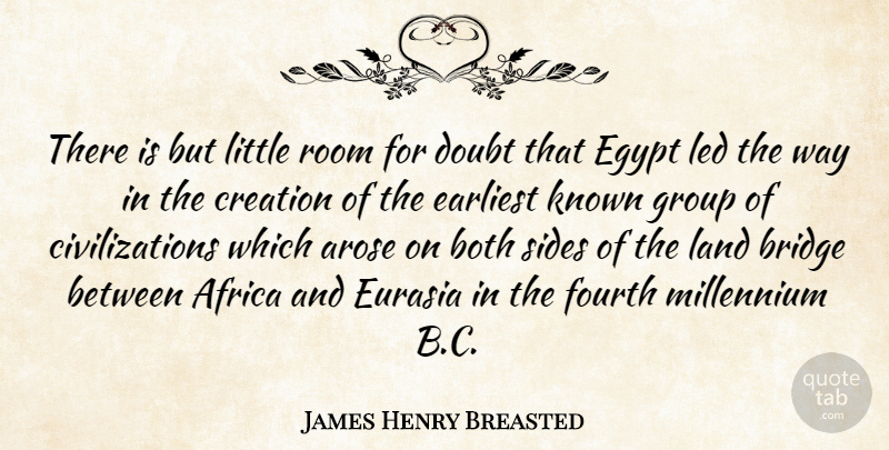 James Henry Breasted Quote About Land, Civilization, Bridges: There Is But Little Room...