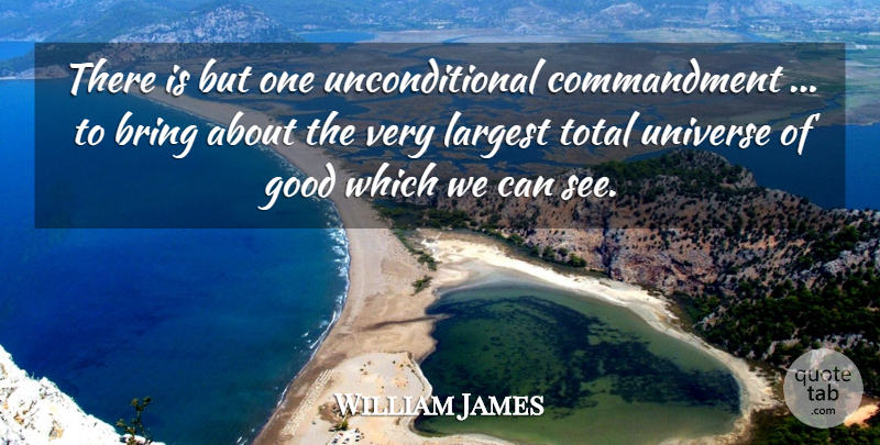 William James Quote About Helping Others, Unconditional, Commandments: There Is But One Unconditional...