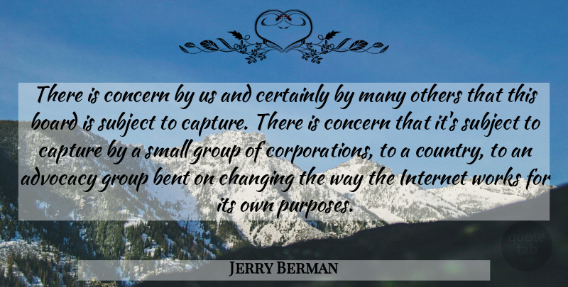 Jerry Berman Quote About Advocacy, Bent, Board, Capture, Certainly: There Is Concern By Us...