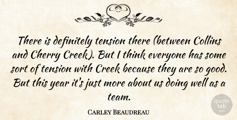 Carley Beaudreau Quote About Cherry, Collins, Creek, Definitely, Sort: There Is Definitely Tension There...