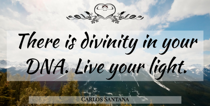 Carlos Santana Quote About Light, Dna, Divinity: There Is Divinity In Your...