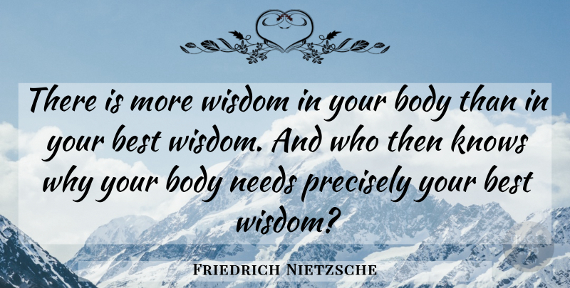 Friedrich Nietzsche Quote About Wisdom, Body, Needs: There Is More Wisdom In...