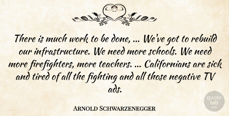 Arnold Schwarzenegger Quote About Fighting, Negative, Rebuild, Sick, Tired: There Is Much Work To...