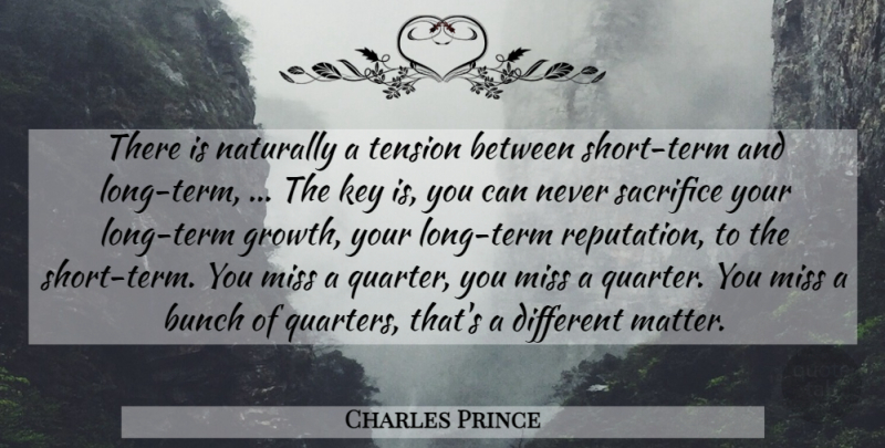Charles Prince Quote About Bunch, Key, Miss, Naturally, Sacrifice: There Is Naturally A Tension...