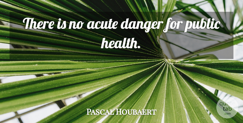 Pascal Houbaert Quote About Acute, Danger, Public: There Is No Acute Danger...