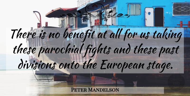 Peter Mandelson Quote About Benefit, Divisions, European, Fights, Onto: There Is No Benefit At...