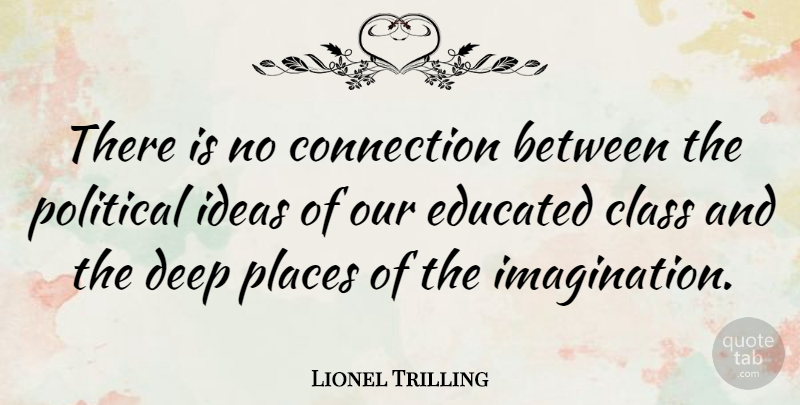 Lionel Trilling Quote About Class, Ideas, Imagination: There Is No Connection Between...