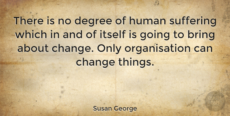 Susan George Quote About Suffering, Degrees, Organisation: There Is No Degree Of...