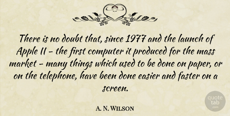 A. N. Wilson Quote About Computer, Easier, Faster, Market, Mass: There Is No Doubt That...