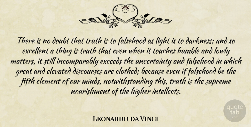 Leonardo da Vinci Quote About Truth, Humble, Light: There Is No Doubt That...