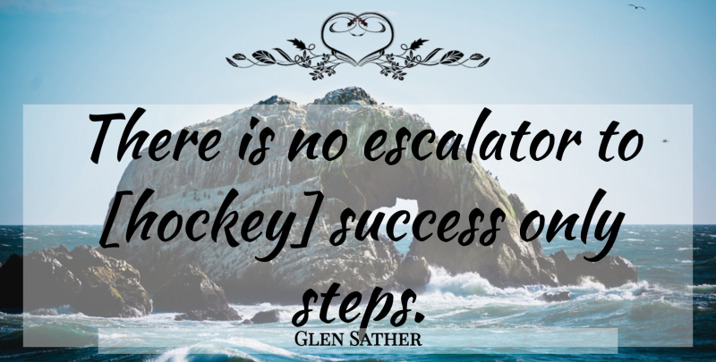 Glen Sather Quote About Hockey, Steps, Escalators: There Is No Escalator To...