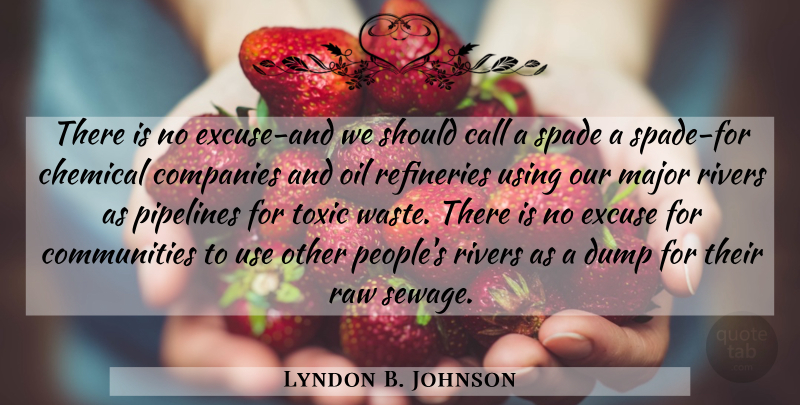 Lyndon B. Johnson Quote About Oil, Rivers, Toxic Waste: There Is No Excuse And...