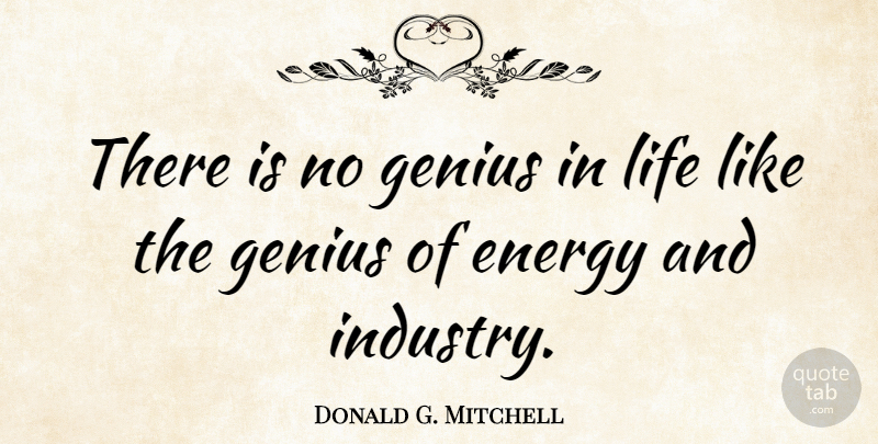Donald G. Mitchell Quote About Life: There Is No Genius In...