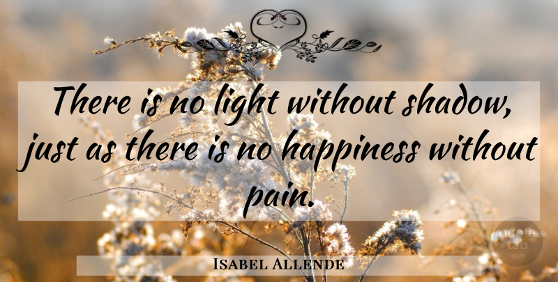 Isabel Allende Quote About Pain, Light, Shadow: There Is No Light Without...