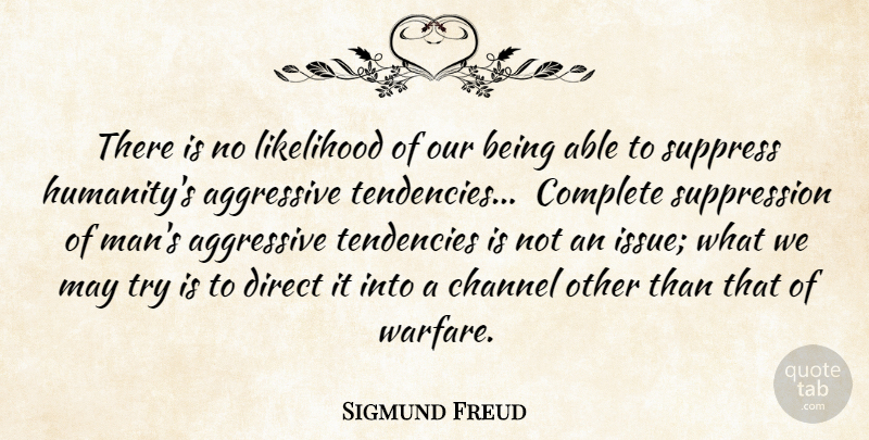 Sigmund Freud Quote About Men, Issues, Humanity: There Is No Likelihood Of...