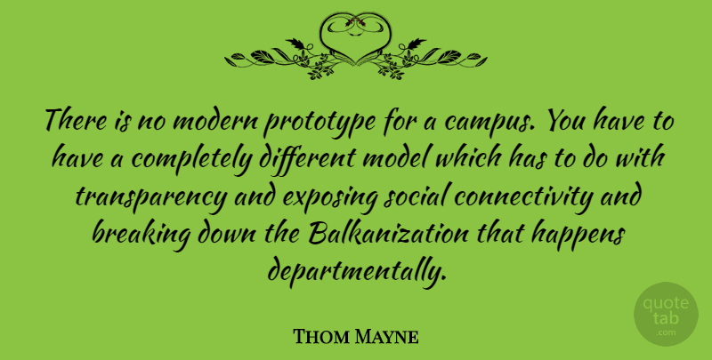 Thom Mayne Quote About Breaking, Exposing, Model, Prototype: There Is No Modern Prototype...
