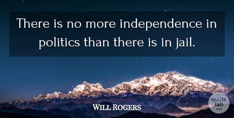 Will Rogers Quote About Jail, Political Will, Independence: There Is No More Independence...