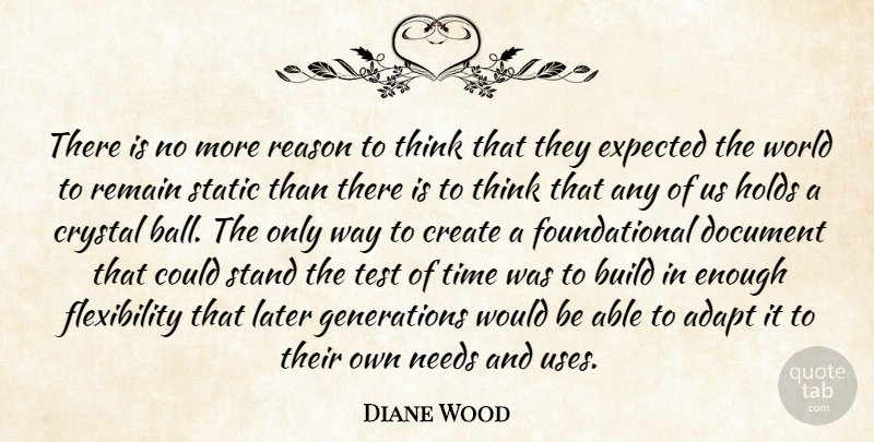 Diane Wood Quote About Adapt, Build, Create, Crystal, Document: There Is No More Reason...