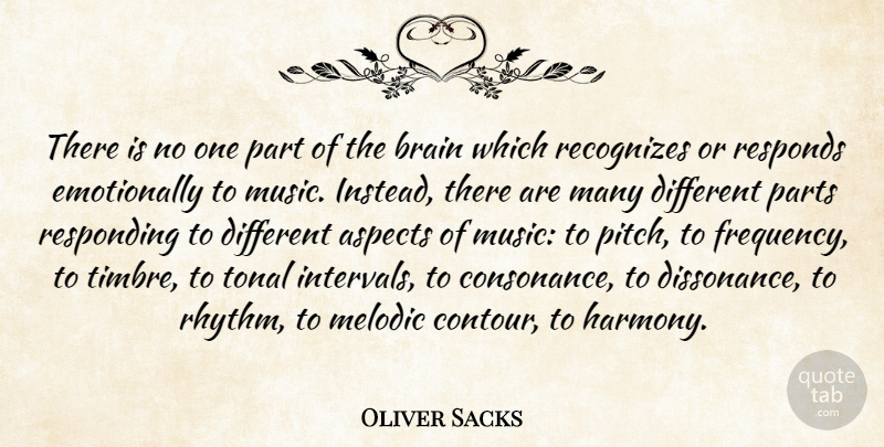 Oliver Sacks Quote About Brain, Different, Harmony: There Is No One Part...