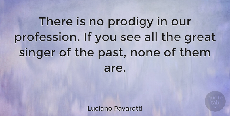 Luciano Pavarotti Quote About Past, Singers, Prodigies: There Is No Prodigy In...