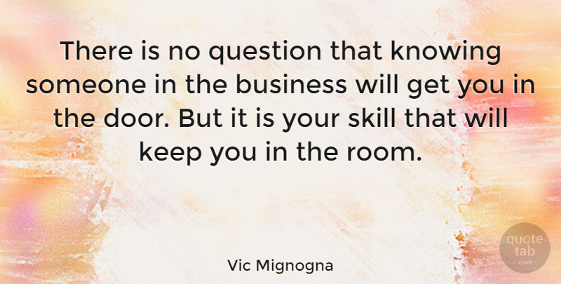 Vic Mignogna Quote About Business, Knowing, Skill: There Is No Question That...