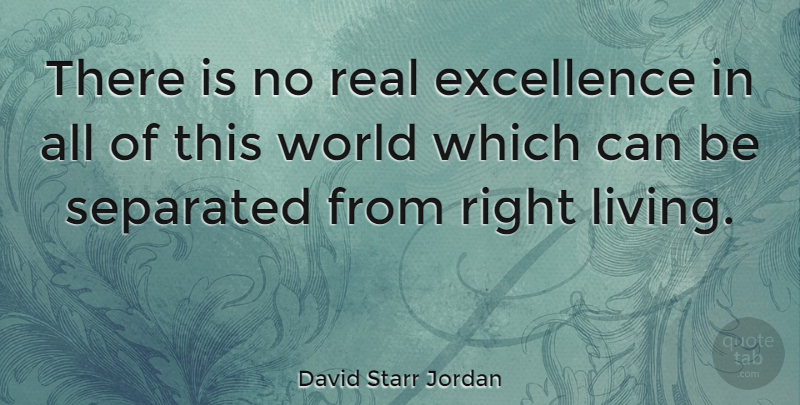 David Starr Jordan Quote About Excellence, Separated: There Is No Real Excellence...