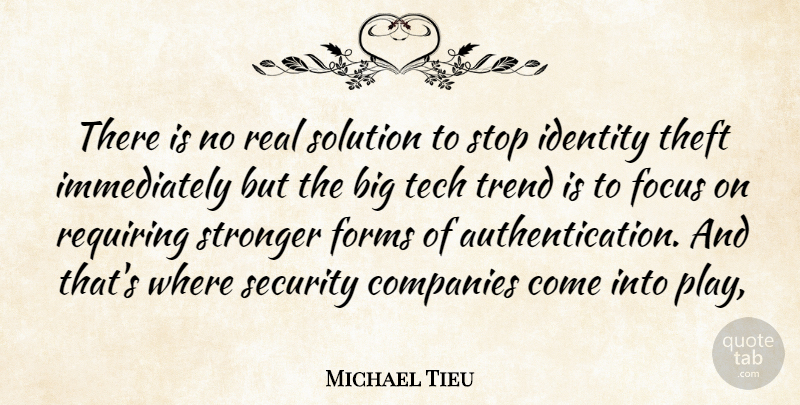 Michael Tieu Quote About Companies, Focus, Forms, Identity, Requiring: There Is No Real Solution...
