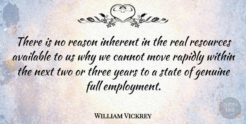 William Vickrey Quote About Real, Moving, Years: There Is No Reason Inherent...