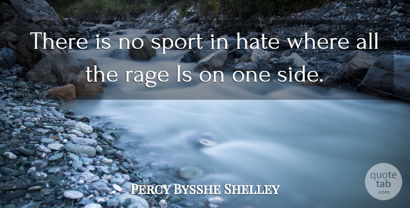 Percy Bysshe Shelley Quote About Sports, Hate, Sides: There Is No Sport In...