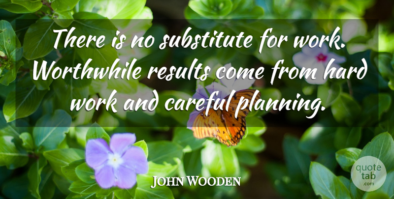 John Wooden Quote About Hard Work, Planning, Results: There Is No Substitute For...