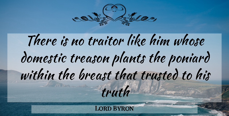 Lord Byron Quote About Speech, Plant, Traitor: There Is No Traitor Like...