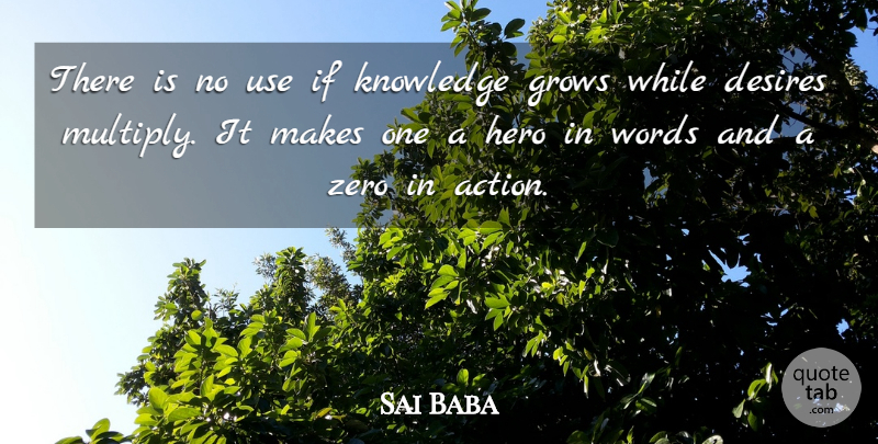 Sai Baba Quote About Zero, Educational, Hero: There Is No Use If...