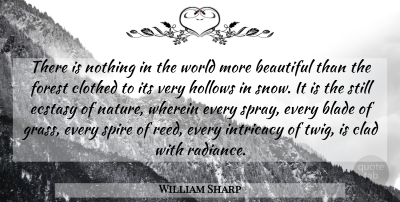 William Sharp Quote About Beautiful, Blade, Clad, Clothed, Ecstasy: There Is Nothing In The...
