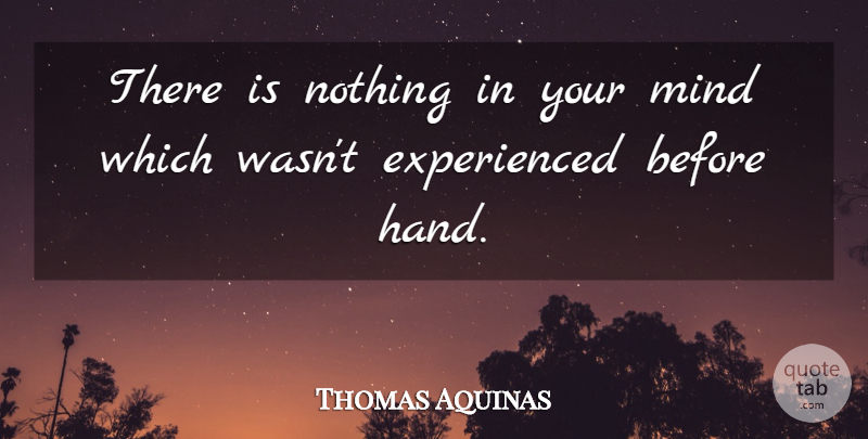 Thomas Aquinas Quote About Hands, Mind: There Is Nothing In Your...