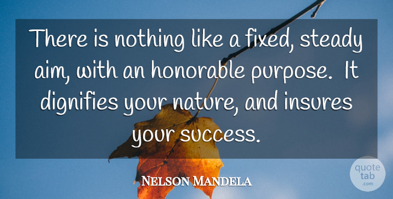 Nelson Mandela Quote About Purpose, Fixed, Honorable: There Is Nothing Like A...
