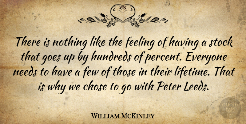 William McKinley Quote About Chose, Feeling, Few, Goes, Needs: There Is Nothing Like The...