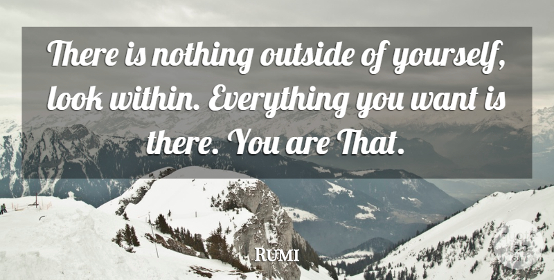 Rumi Quote About Looks, Want: There Is Nothing Outside Of...