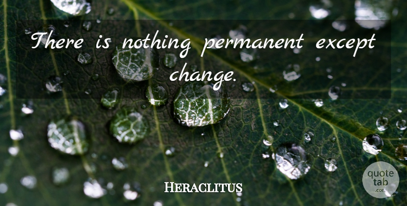 Heraclitus Quote About Change, Life Changing, Times Are Changing: There Is Nothing Permanent Except...