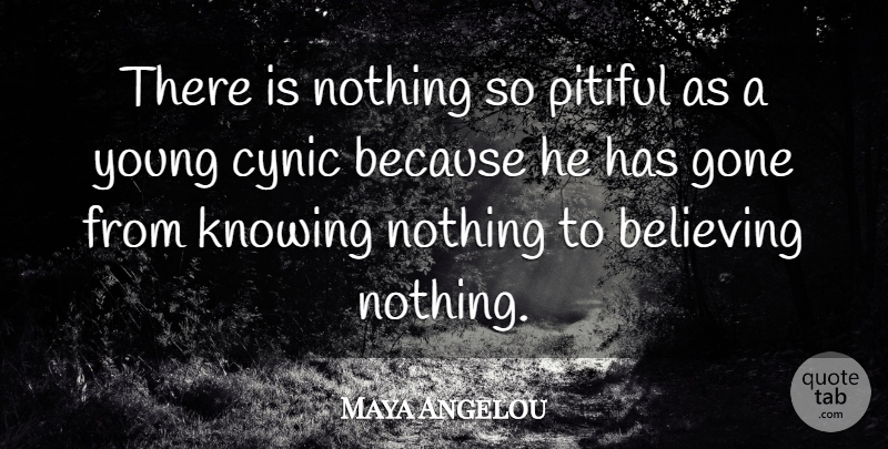Maya Angelou Quote About Life Lesson, Believe, Knowing: There Is Nothing So Pitiful...