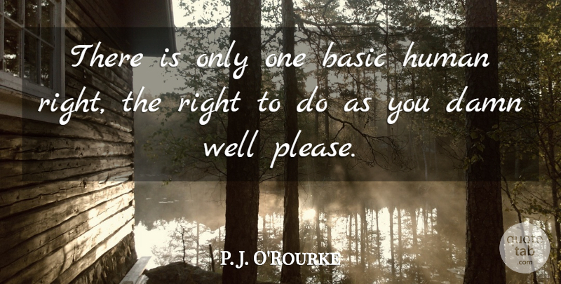 P. J. O'Rourke Quote About Liberty, Libertarian, Basic Human Rights: There Is Only One Basic...