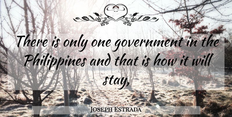 Joseph Estrada Quote About Government, Philippines: There Is Only One Government...