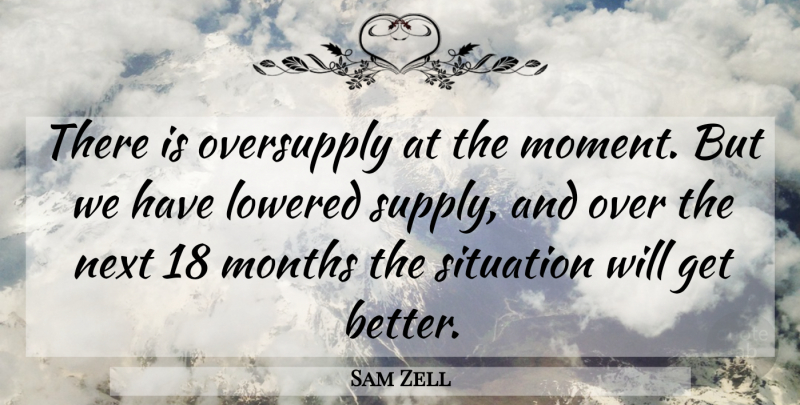 Sam Zell Quote About Months, Next, Situation: There Is Oversupply At The...