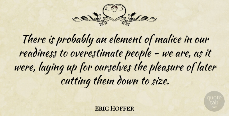 Eric Hoffer Quote About American Writer, Cutting, Element, Later, Laying: There Is Probably An Element...