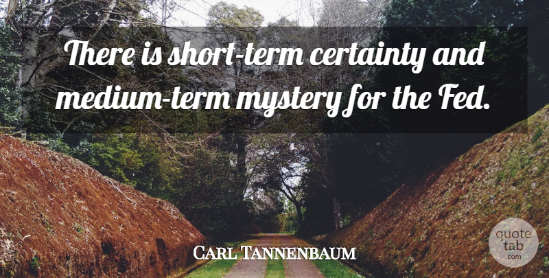 Carl Tannenbaum Quote About Certainty, Mystery: There Is Short Term Certainty...